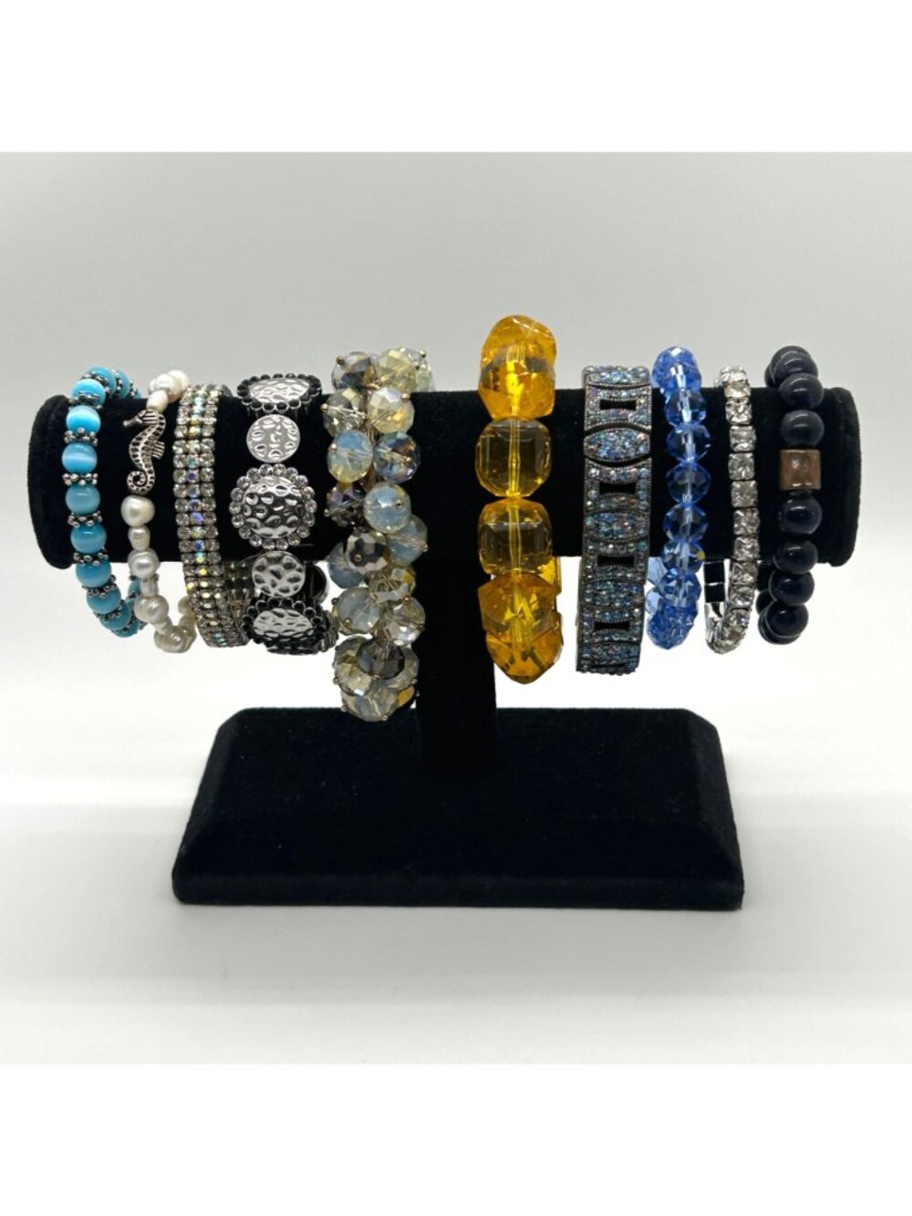 Beaded Stretch Bracelets Lot 10 Rhinestone Boho Stackable Fashion Jewelry - Picture 10 of 16